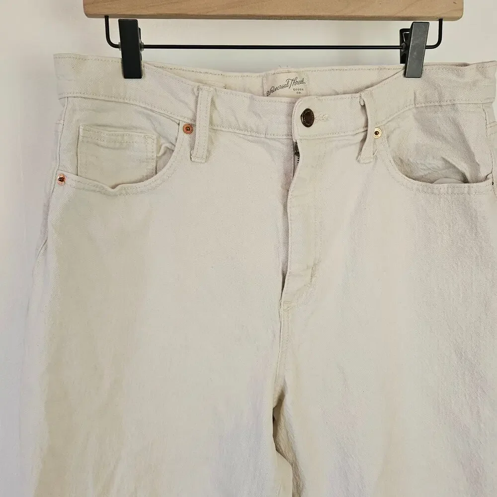 Universal Thread Vintage‎ Straight High Waist Jeans 14 Ivory Denim